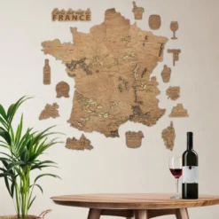 Carte vignobles de France en bois