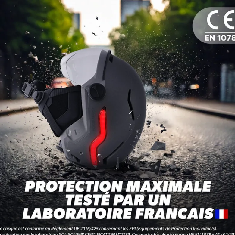 Casque vizion, feu de freinage automatique - taille m (tour de tête 55-58 cm)