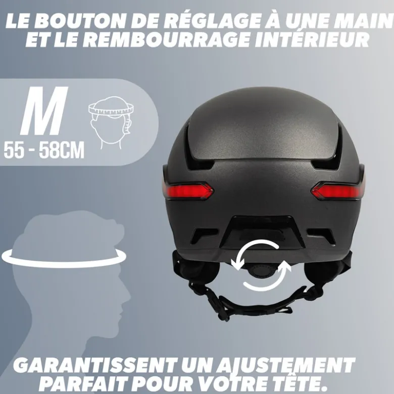 Casque vizion, feu de freinage automatique - taille m (tour de tête 55-58 cm)