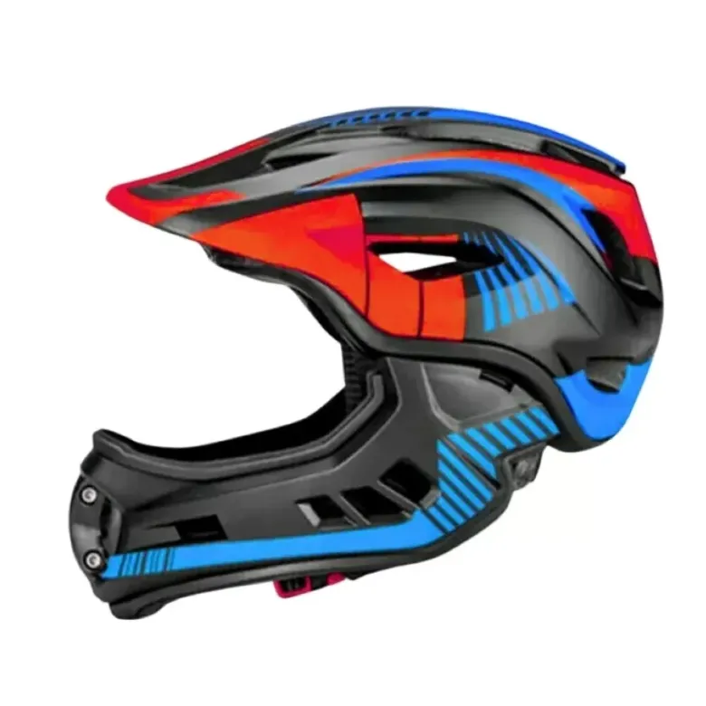 Casque vélo intégral noir rouge bleu m