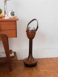 Cendrier en bois massif et cuir n°44