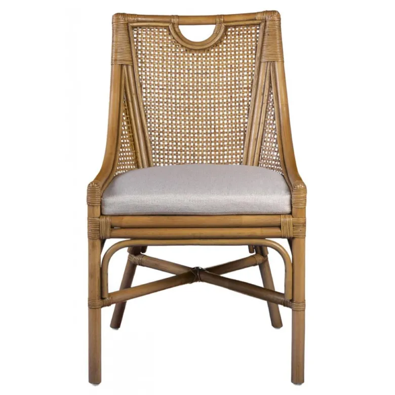 Chaise avec coussin rotin rotin marron -