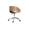 Chaise de bureau à roulettes noir, bois clair et acier chromé bent