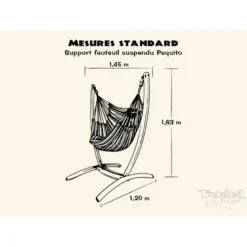 Chaise hamac noir xl avec support bois