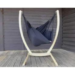 Chaise hamac noir xl avec support bois