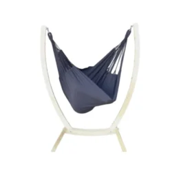 Chaise hamac noir xl avec support bois