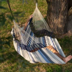 Chaise hamac simple Cumbia Outdoor comfort La Siesta bayadère bleu