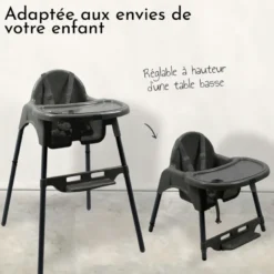 Chaise haute bébé - gris foncé