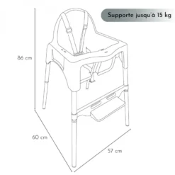 Chaise haute bébé - gris foncé