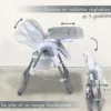 Chaise haute bébé pliable - gris clair
