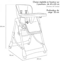 Chaise haute bébé pliable - gris clair