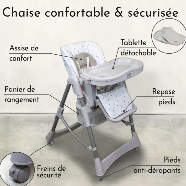 Chaise haute bébé pliable - étoile