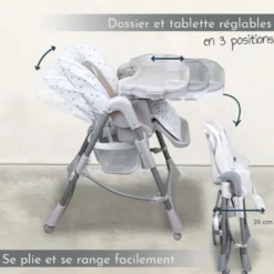 Chaise haute bébé pliable - étoile