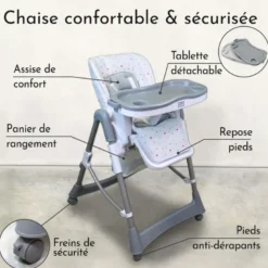 Chaise haute bébé pliable étoile colorée