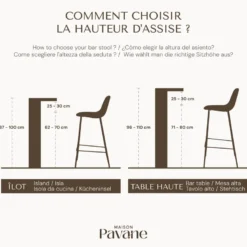 Chaise pour îlot central en cuir synthétique camel 65 cm - henrik