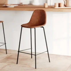 Chaise pour îlot central en cuir synthétique camel 65 cm - henrik