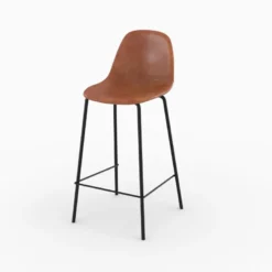 Chaise pour îlot central en cuir synthétique camel 65 cm - henrik
