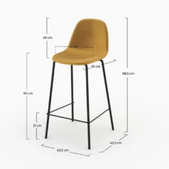 Chaise pour îlot central en velours jaune 65 cm - henrik