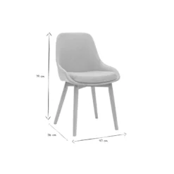 Chaises en tissu gris clair et bois clair massif (lot de 2) holo
