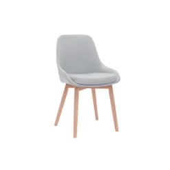 Chaises en tissu gris clair et bois clair massif (lot de 2) holo