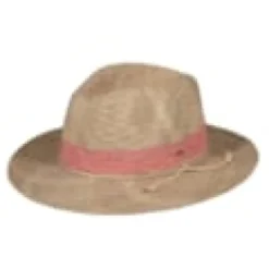 Chapeau de paille avec bandeau rose taille ajustable
