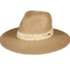 Chapeau de paille unisexe avec bandeau blanc taille ajustable
