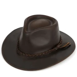 Chapeau en cuir marron XL
