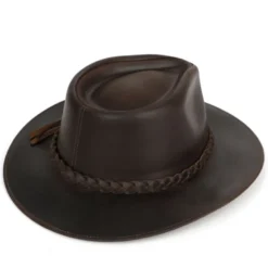Chapeau en cuir marron XL