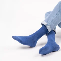 Chaussettes en bambou bleu jean chiné