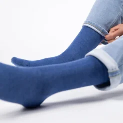 Chaussettes en bambou bleu jean chiné
