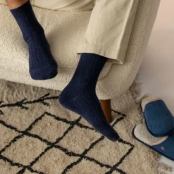 Chaussettes en laine bleu marine
