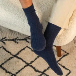 Chaussettes en laine bleu marine