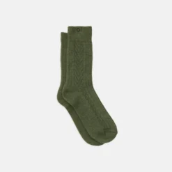 Chaussettes en laine vert kaki