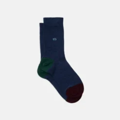 Chaussettes unies bleu (vert-bordeaux)