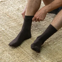 Chaussettes unies châtaigne