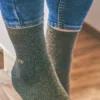 Chaussettes unies pailletées noir doré