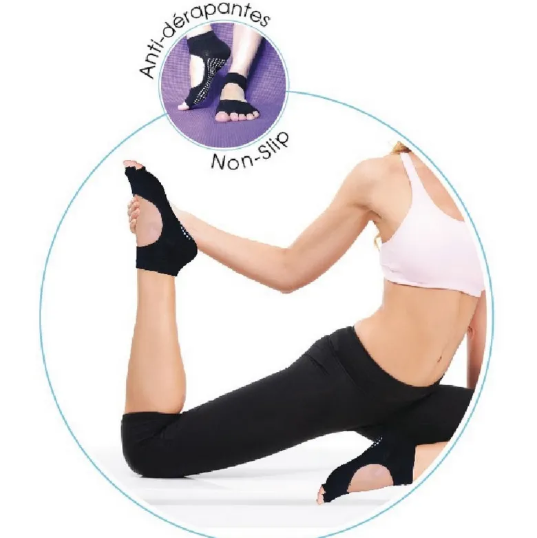 Chaussettes yoga antidérapantes en coton