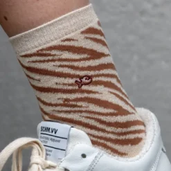 Chaussettes zèbre beige