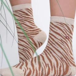 Chaussettes zèbre beige