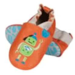 Chaussons bébé cuir souple - orange