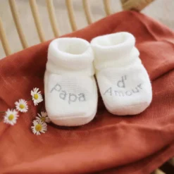 Chaussons naissance - message papa d'amo