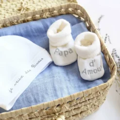 Chaussons naissance - message papa d'amo