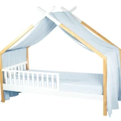 Ciel de lit cabane gaze coton bleu 420