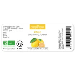 Citron (citrus limon) - huile essentielle bio - 5ml garantie chromacert® - chémo