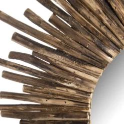 Clara - miroir rond marron 90x90cm soleil branches bois teck