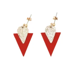 Clous d'oreille triangle en cuir rouge