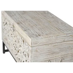 Coffre bois blanc - poméline décoration