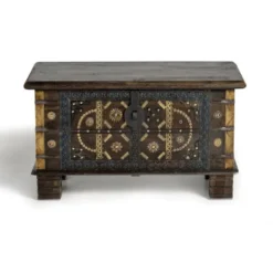 Coffre bronze bois marron - décoration