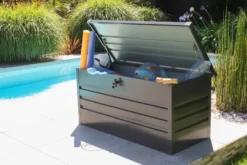 Coffre de jardin en acier galvanisé 350l - gris anthracite