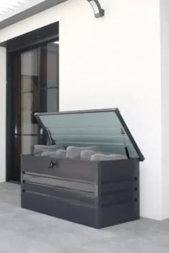 Coffre de jardin en acier galvanisé 350l - gris anthracite